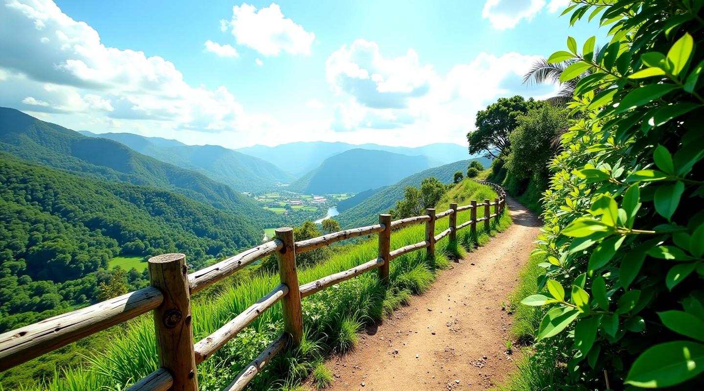 Caminantes disfrutando de una ruta panorámica en las montañas de Caguas con vista al valle
